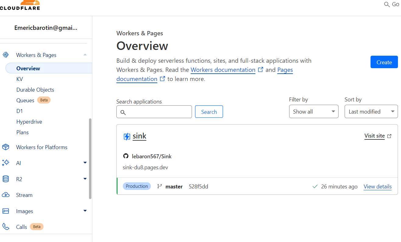 montre le dashboard Cloudflare